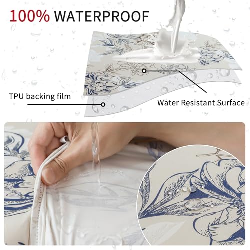 Image of Waterproof Bar Stool Covers Rectangle Set of 2 Elegant Flower Stretch Backless Barstool Chair Covers Rectangular Washable