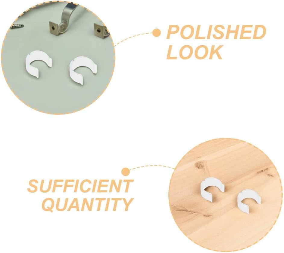 balacoo 10-Pack U-Shaped Ceiling Curtain Rod Brackets – Non-Slip Plastic Holders Prevent Rod Drop, Scratch-Free for 1.14"" Poles – Easy Install for Living Room, Bedroom Window Treatments
