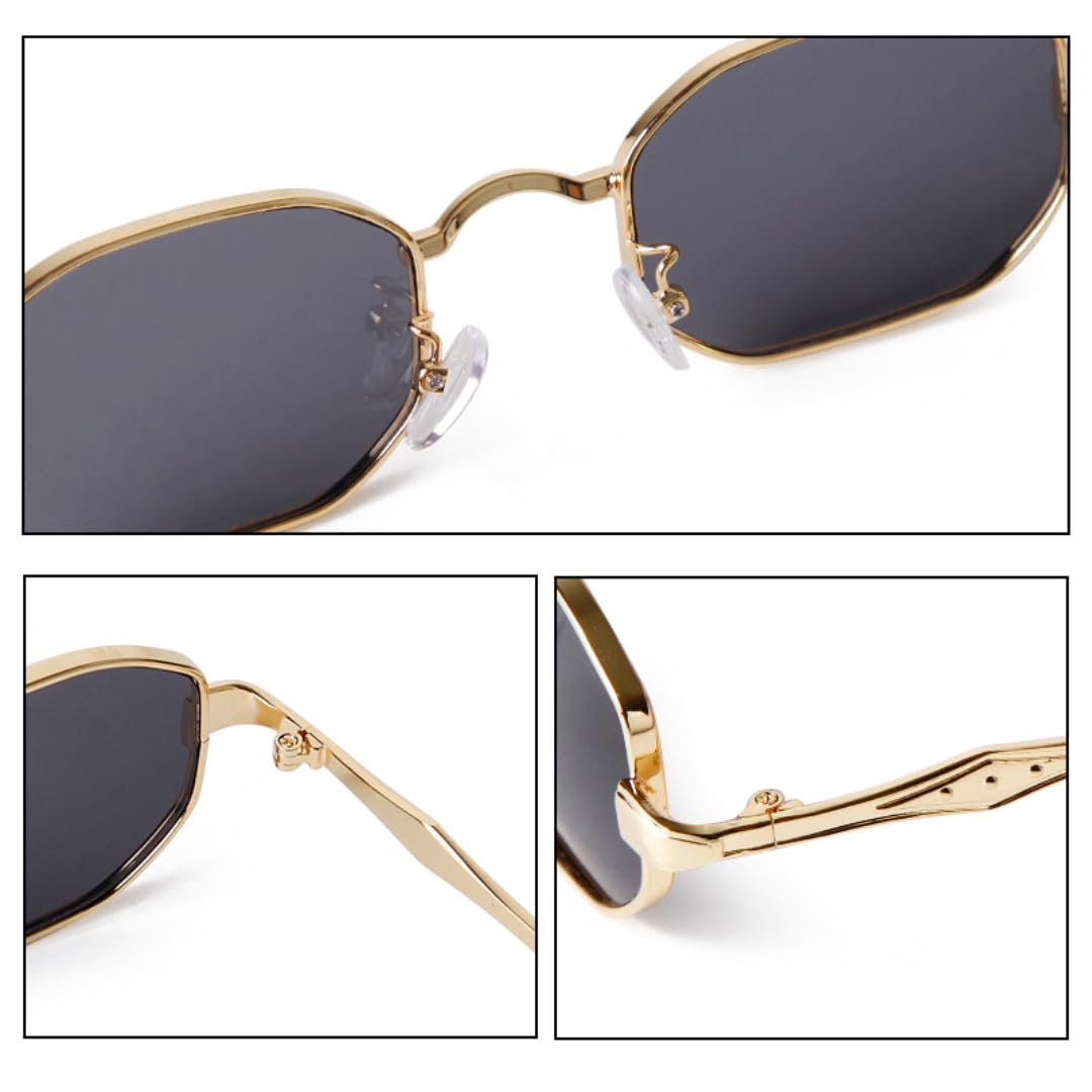 Gafas de sol pequeñas para mujeres y hombres, montura de metal retro, Steampunk, Uv400