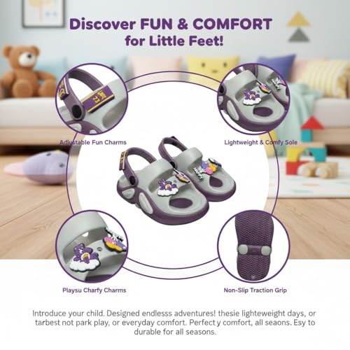 Image of GLJ Kids Comfort Clogs Sandals for Boy and Girl, 1 to 14 Years, Two-Strap Design, Easy to Wear Slip On, Dust and Waterproof, 1100