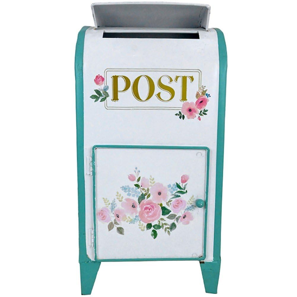 Sslvya Retro Mailbox for House Outside Vintage Post Box Metal Mailbox Antique Style Nostalgic Charm Mail Boxes for Home Garden Decor
