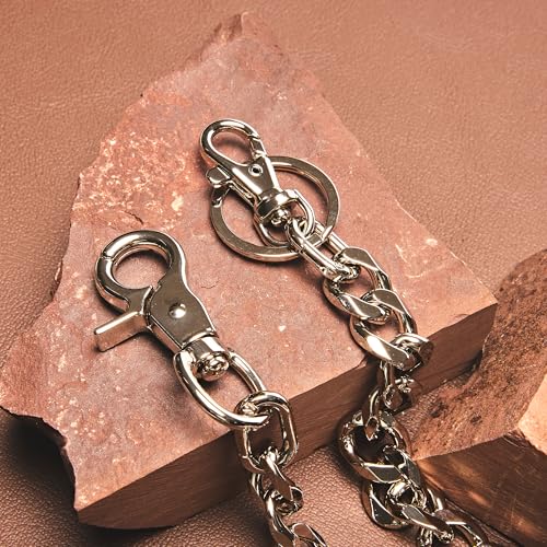 newtro Heavy Duty Wallet Chain Men Women Boy Girl, Biker Motorcycle Pants Jean Punk Goth Key Chain, Silver 17" (TH05SV17)