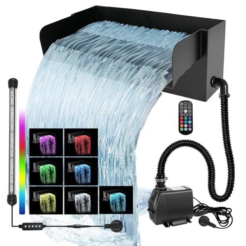 Pond Waterfall Filter Kit with 45W 3000L/H Pump, 30cm Stainless