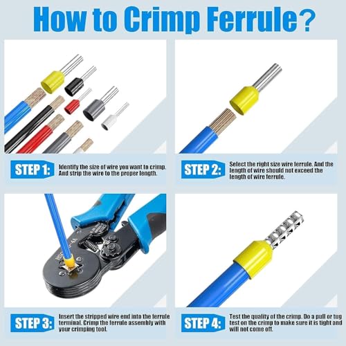 Image of Wire Crimping Tool Kit Ferrule Crimping Plier with 1200pcs Terminals Ferrule Wire Copper Crimp Connector & Crimper Plier Self Adjusting Electrician Ratchet.