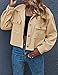 Gihuo Women's Fashion Cropped Shacket Button Down Corduroy Shacket Jackets Casual Plaid Long Sleeve Crop Shirts Jackets Tops (LightKhaki, X-Large)