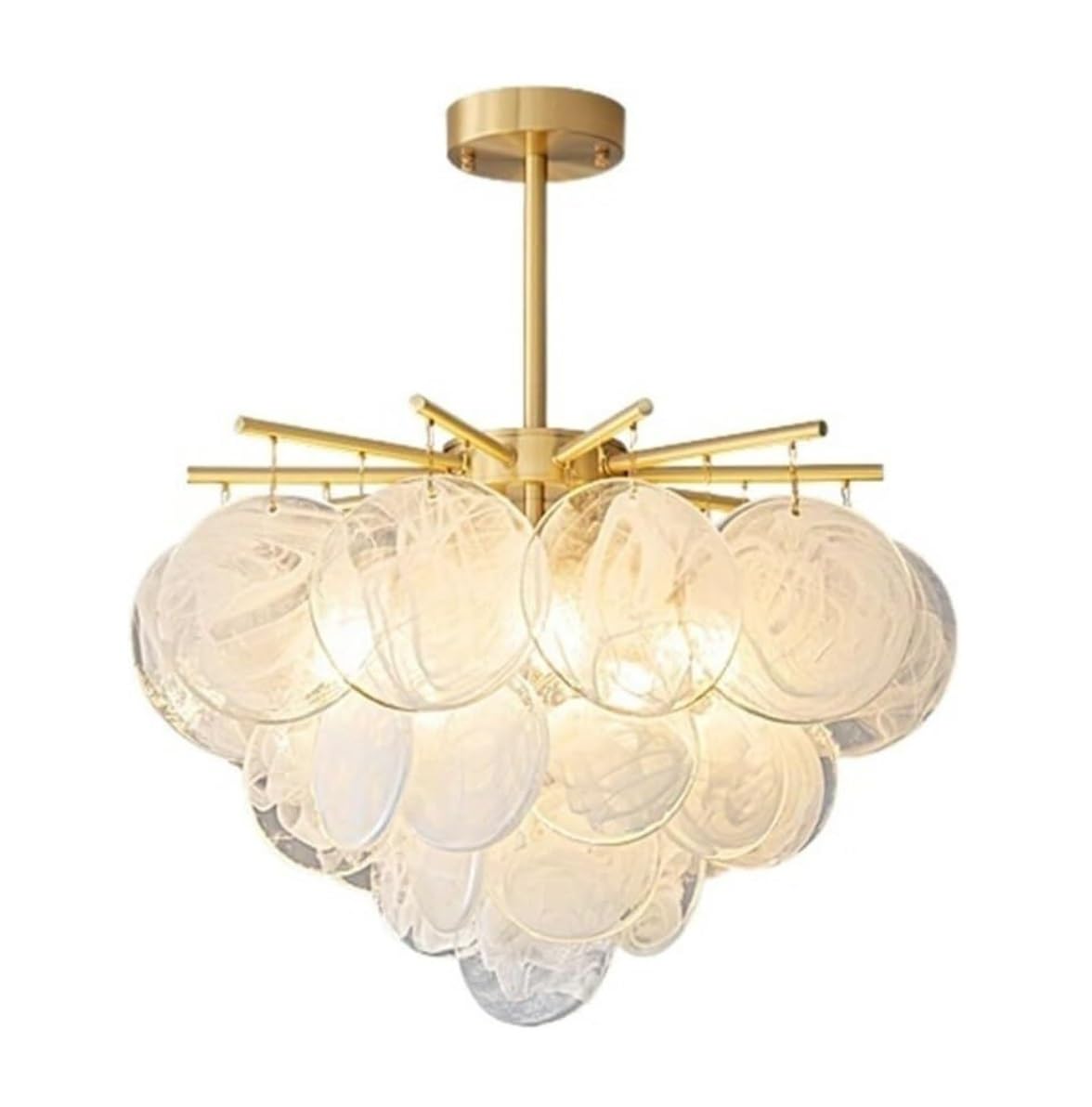 CVdrtyED Kitchen Chandeliers Ceiling Light Glass Chandelier Copper Ceiling Light American Pendant for Bedroom Kitchen Living Room Dining Hanging Lamp(Gold,50cm)