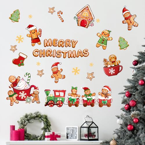 Vinilos Decorativos de Navidad con Muñeco de Jengibre 35x12 in