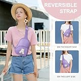YOOLIFE Birthday Gifts for Girls Women, Personalized Initial Sling Bag for Teen Girls | Initial Monogram Fanny Packs Crossbody Bag Purse for Teen Girl Year Old Birthday Gifts (Purple A)