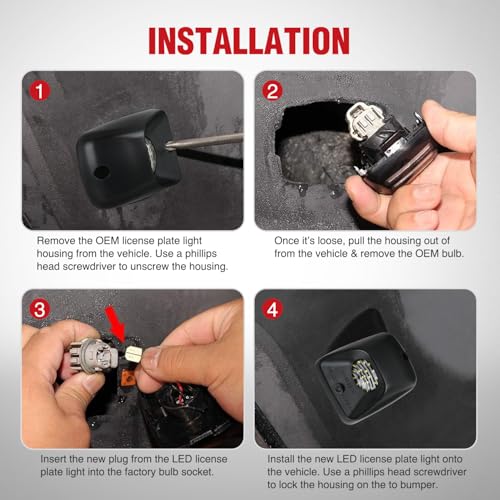 Image of Nilight License Plate Lights Compatible with 1995 1996 1997 1998 1999 2000 2001 2002 2003 2004 Toyota Tacoma Black Housing 6000K White 2PCS Pack | Compatible with 1995 1996 1997 1998 1999 2000 2001 2002 2003 2004 Toyota Tacoma Black Housing 6000K White