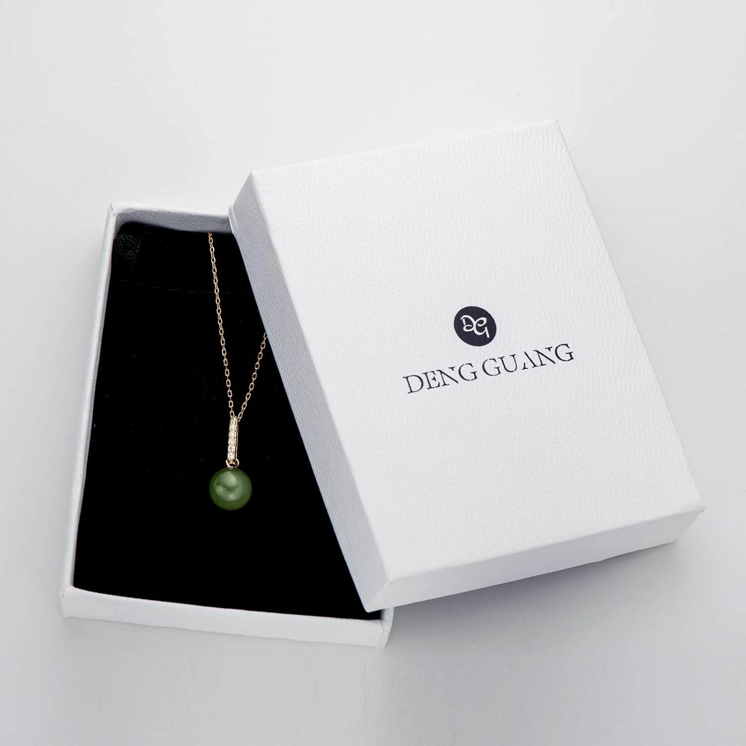 Jade Necklace for Women,Sterling Silver Natural Real Green Round Jade Hypoallergenic CZ Pendant Necklace Christmas Jewelry Gifts for Wife Mom (Size:12mm)