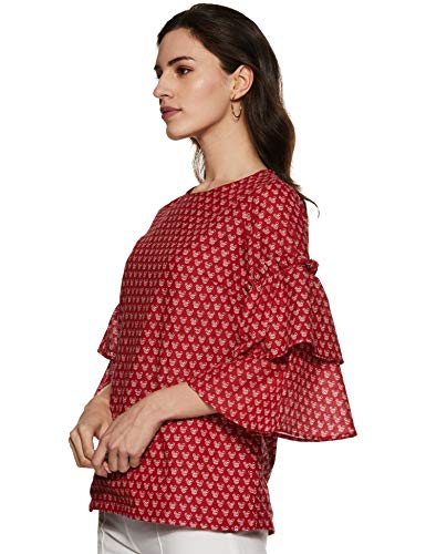 Image of BIBA Womens Round Neck Printed Top