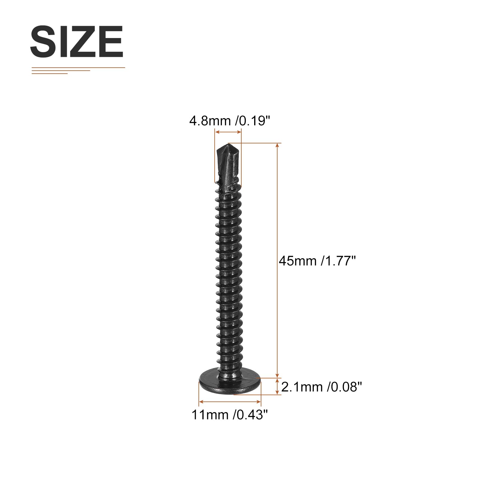 DTGN #10x1-3/4 Sheet Metal Screws, 50Pack, for Wood Furniture - Image 2