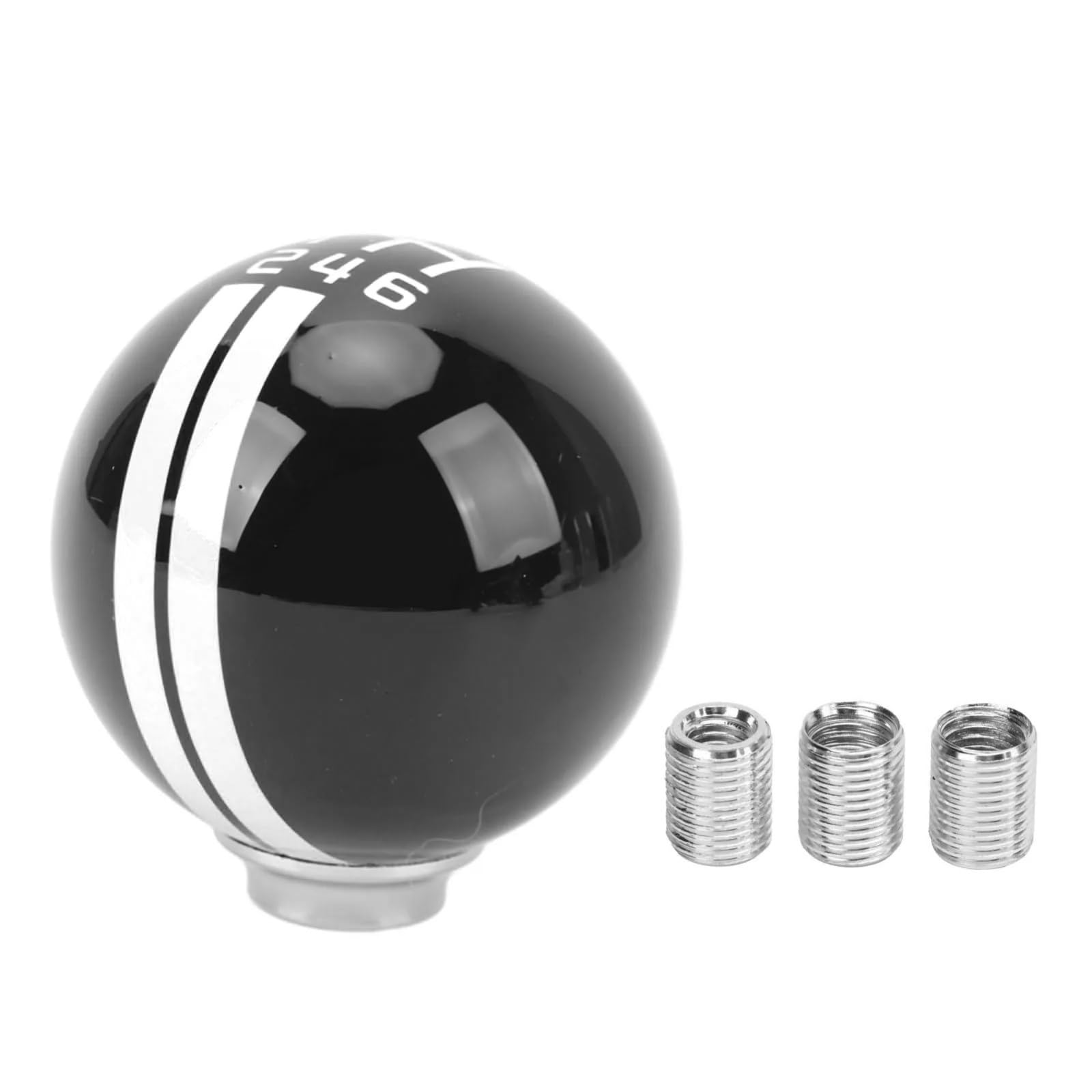 Jxewmtmc White Black For Mustang 1967-2018 6 Speed Car Racing Gear Shift Knob Head Round Ball With 3 Adapters Gear Stick Shift Cover(White Black)