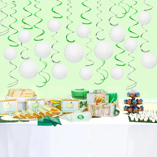 Image of 54Pcs Golf Hanging Swirls Party Decorations Golf Theme Birthday Party Decorations Supplies Golf Cutouts Foil Streamers Wall Ceiling Hanging Decor for Kids Boys Men
