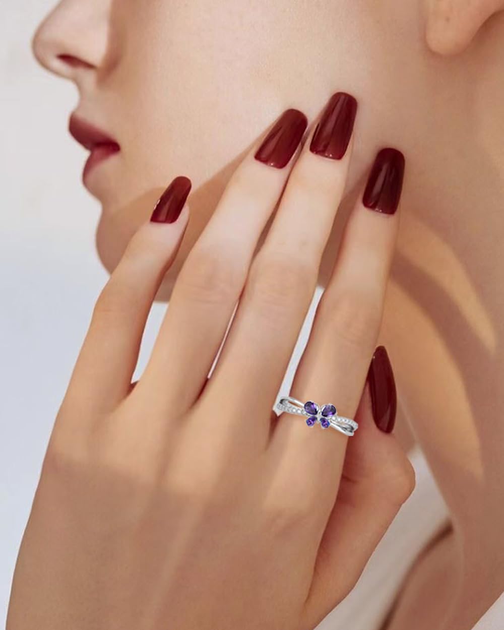 925 Sterling Silver Butterfly Birthstone Ring for Women, Engagement Promise Ring Statement Jewelry for Anniversary Daily Wearing Size 6-11