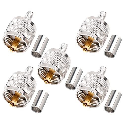 5Pcs UHF PL259 Male Crimp Coax Connector Adapter RF