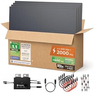 Solarway® Balkonkraftwerk 2000W / 800W komplett Steckdose - neuester 800W Wechselrichter - Solaranlage Komplettset - 500W bifaziale Solarmodule & Envertech & Zubehör