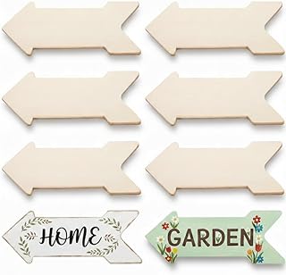 Veemoon 8pcs Blank Wood Directional Signs, 8pcs Unfinished Arrow Shape Craft Cutouts Board Wall Art DIY Arrow Plaque Decoration Hanging Wooden Directional Sign for Home Farmhouse Garden,15.7 X 5.9“