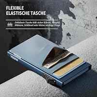 YESIIW Minimalistische Brieftasche-RFID-Schutz-Kartenhalter-Pop up Geldbörse-Schlankes Kartenetui mit Münzfach, Geldbörse Herren Klein Portmonee Slim Wallet for Men Blau – Ansicht 6