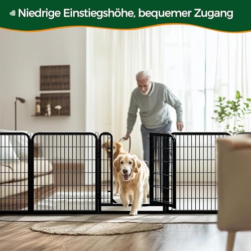 Yaheetech Welpenauslauf 8 Panele 80 cm hoch Metall mit Tür