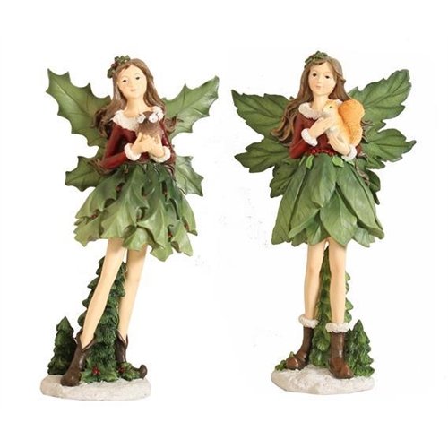Image of Enchante Holly Leaf Fairy Large 2 Assorted design Free Standing ornament