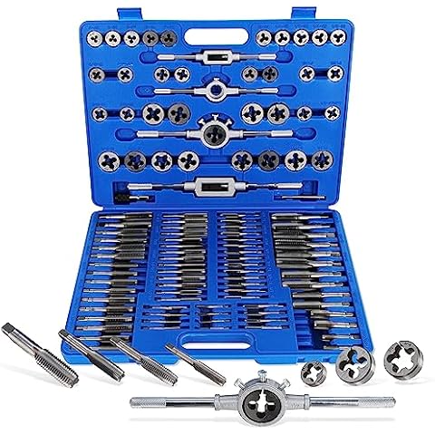 ABN Large Tap and Die Set Standard - 110 Piece Bolt and Pipe SAE Tap Sets for Threading Cover