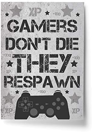 RED OCEAN Funny Boys Bedroom Wall Art Gaming Gifts Gaming Sign Man Cave Decor Son Dad Gifts (A4 Print with Black Frame - Five More Minutes XB)