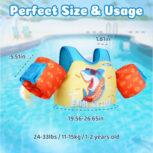 Image of AEOCOO Puddle Float Jumper for Swiming, Toddler Swim Vest for Water Play, Pool Floats with Swimming Arm Floaties Swim Jacket & Water Wings for Kids Swimmies, Boys, Girls, Ninos