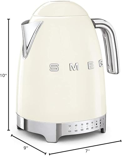 Miniatura 7 de Smeg Tetera eléctrica retro de 7 tazas de acero inoxidable con temperatura variable de los años 50 con 7 ajustes de temperatura, pantalla LED, base