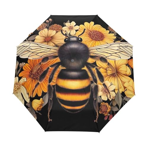 Parapluie noir anti-vent GAIREG automatique floral léger femme