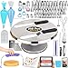 RFAQK 250 PCs Aluminum Cake Decorating Tools Kit with 12" Metal Turntable & Knife set-48 Numbered Icing Tips-3 Russian Piping Nozzles-Straight & Angled Spatula-Cake Leveler& Baking Supplies Tools