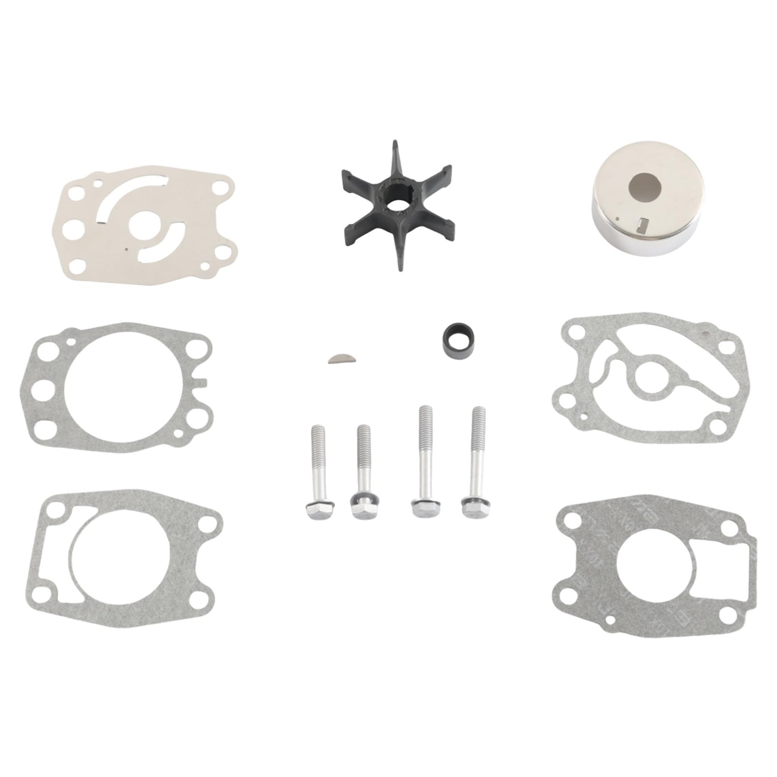 Set di giranti per motori marini da 40 50 HP, include piastre in acciaio, set di riparazione per ventole d'acqua per motori marini