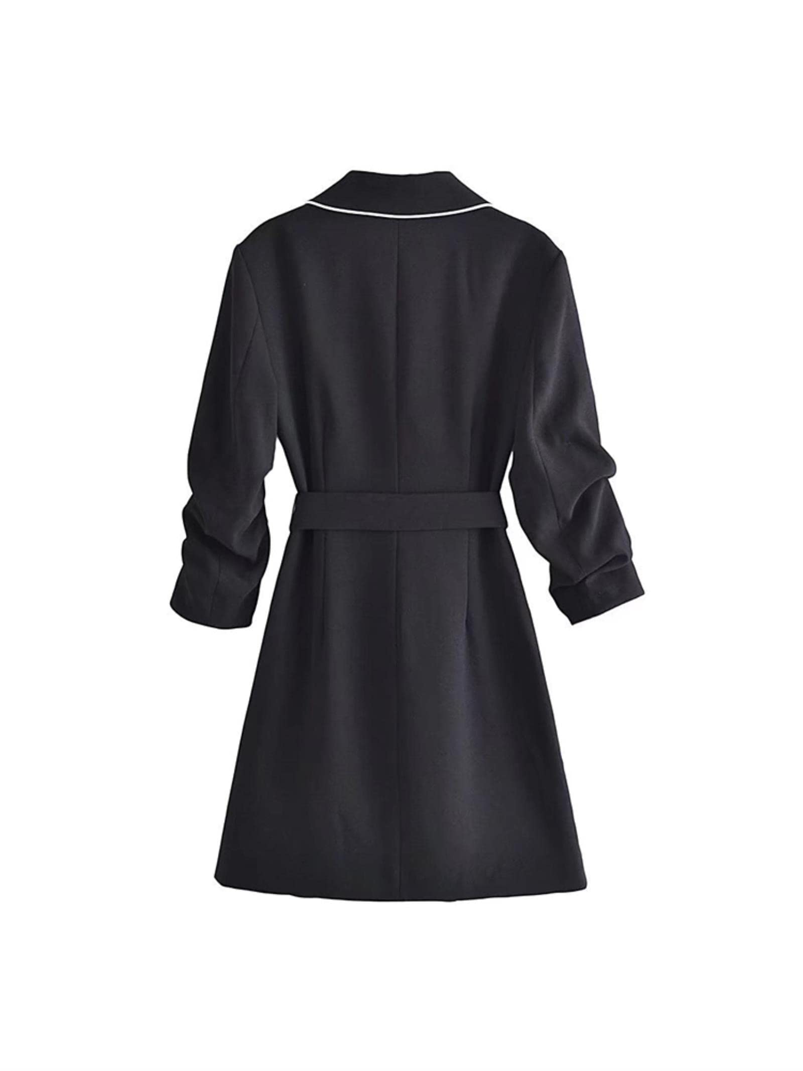 Vestido Mujer Con Cinturón Vestidos De Noche Estilo Blazer Elegante Señora Mangas Plisadas Fiesta Mujeres Mini Vestidos Femeninos
