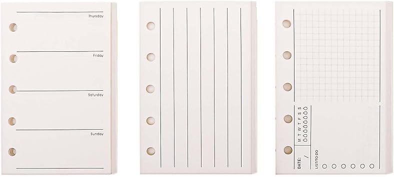 120 Sheets Refillable Loose Leaf Paper Planner Binder Paper M5-5 Hole Mini Binder Paper 2.64" x 4.09" Filler Paper Vertical Lines To Do List Weekly Plan 3 Pack