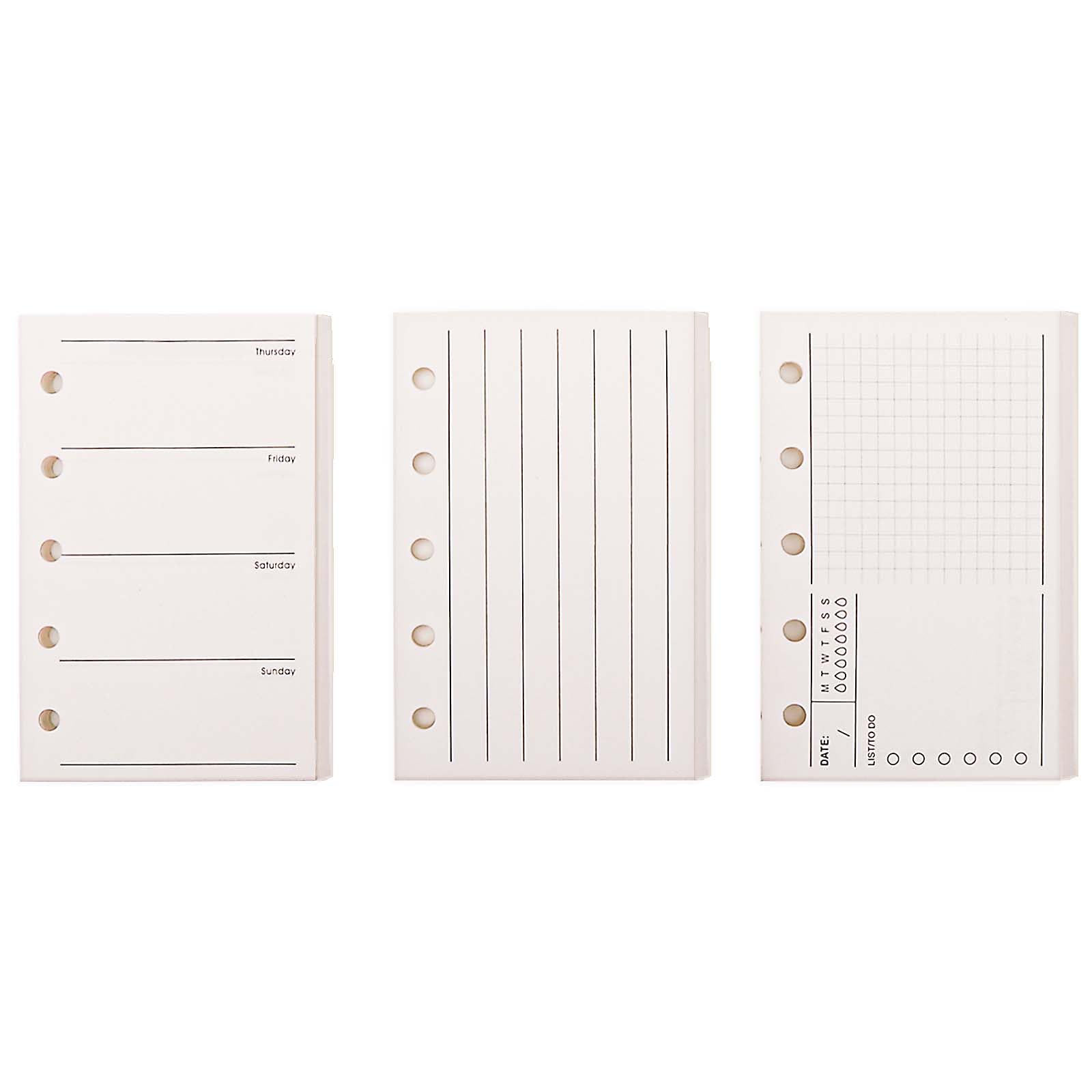 3 Pack A8 Refill Paper Loose Leaf Paper 120 Sheets Refillable Planner Binder Paper M5-5 Hole Mini Binder Paper 2.64''x4.09'' Filler Paper Vertical Line&To Do List&Weekly Plan