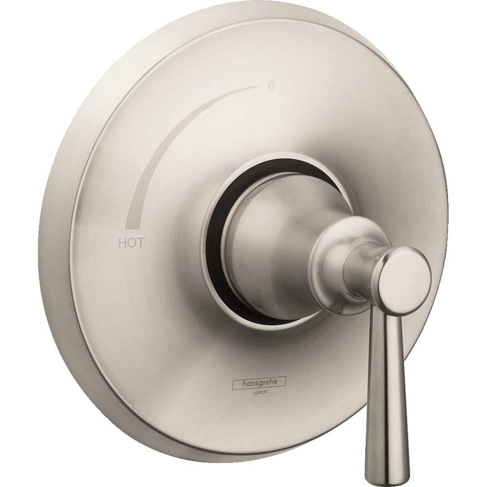 hansgrohe Joleena Transitional 1-Handle 7-inch Wide Pressure Balance Shower Valve Trim in Brushed Nickel, 04779820