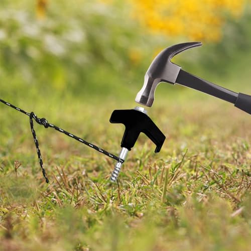 Nexboraque 20 Pack Screw in Tent Stakes, 8 Inch Heavy Duty Ground Anchors with Hex Head Drillable Tent Pegs Camping Stakes for Patio, Garden, Canopies, Grassland, Outdoor (Black)