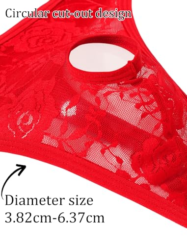 Avidlove Mens Lace Underwear Briefs Open Front Panties Low Rise Sexy Bikini Briefs Underwear 1-3 Pack Carmine Red — view 2