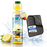 wolk Auto Pflege Bundle: Scheibenreiniger Konzentrat 1:100 Lemon Rush (250 ml, bis 25 L) + Premium Auto Trockentuch 1200 GSM Mikrofaser 40x40 cm Grau/Schwarz