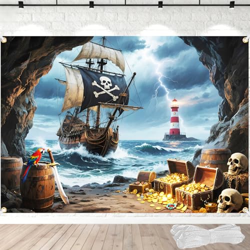Fondo Fotográfico Barco Pirata 8x6 ft con Cinta miniatura 1