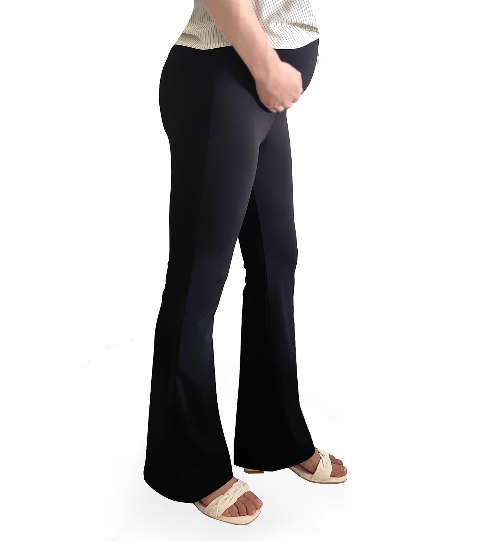 Damskie legginsy ciążowe, spodnie do jogi, rozciągliwe spodnie bootcut nad brzuchem, spodnie ciążowe do pracy, wypoczynku, spodnie sportowe