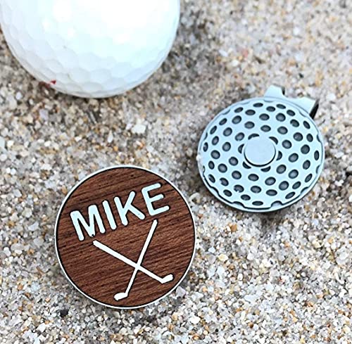 Personalized Golf Ball Marker | Magnetic Hat Clip | Custom Engraved Wood Golfer Markers #TOP3