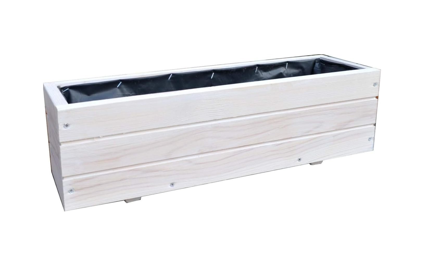 FKL DESIGN Home Deco Narrow Flower Box Wood 60 cm – Planter for Balcony & Window Sill, Weatherproof Plant Pot, Long Herb Garden (D6 White)