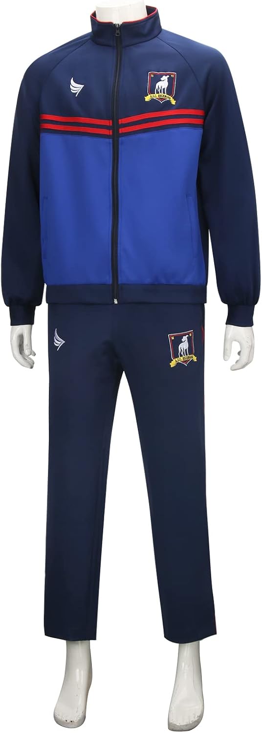 Football Jacket Pants Suit Blue Soccer Track Lightweight Sports Tracksuit Training Sportswear Set Adult Size