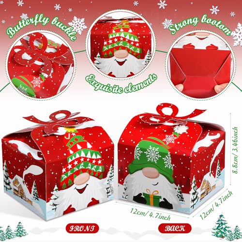 Censen 32 Pcs Christmas Goody Gift Boxes with Bow 3D Christmas Treat Goodie Boxes Cardboard for Holiday Xmas Party Favors Supplies, 4.7 x 4.7 x 3.5 Inches, 8 Styles – Image 4