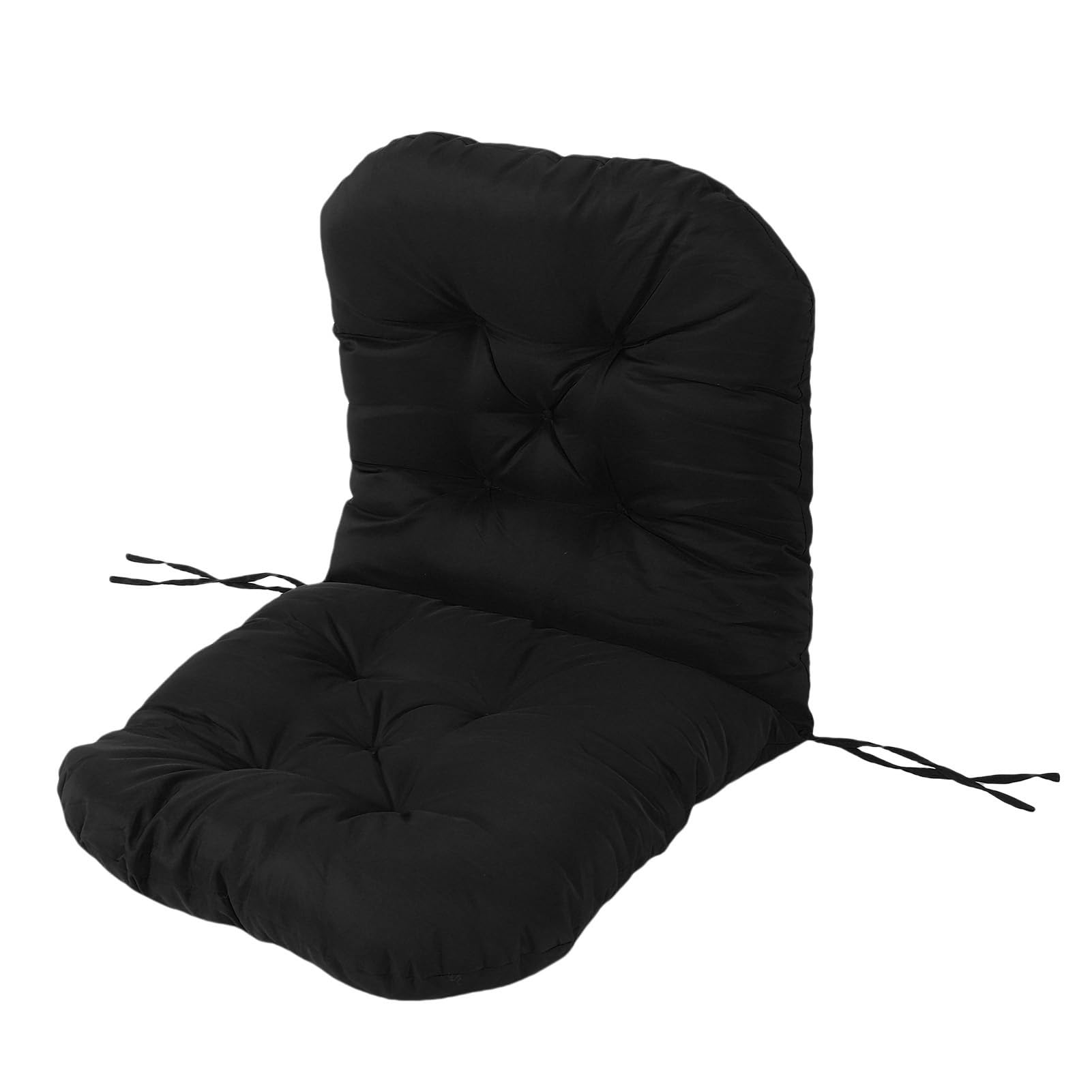 Cojín Grueso para Mecedora con Lazos, a Prueba de Lluvia, Cojín de Asiento a Prueba de Sol para Interiores y Exteriores, 39,4x19,7 Pulgadas (Negro)