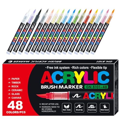 Pen de peinture à pointe douce anti-bavure 48 couleurs pour dessiner sans taches sur toile