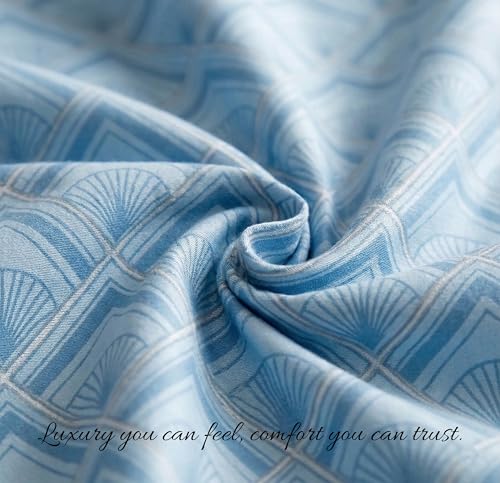 Image of VAS COLLECTIONS Cotton Double Bedsheet with 2 Pillow Covers (90x100 Inch) | 180 TC Soft Breathable Printed Bedsheet for Double Bed | Bedding Set for Bedroom & Home Decor (Powder Blue)