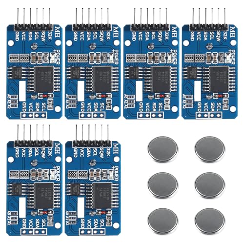 APKLVSR Módulo RTC de Reloj de Tiempo Real Compatible con I2C Reloj en Tiempo Real, módulo de Reloj I2C RTC para Arduino con batería (6 Unidades)