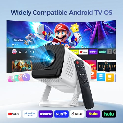Image of [Built-in Apps & 2026 Upgraded] Mini Projector with WiFi and Bluetooth,Native 1080P Smart Projector 4K Supported,Auto Vertical Keystone,210 Rotatable,Compatible with TV Stick,Smartphone(Medium)